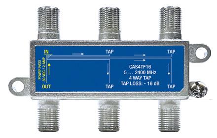 PASSIVE TAP F TYPE 5... 2400 MHz POWER PASS OUT-IN 2 WAY - [12 db, 16 db, 20 db] CAS2TFxx CAS2TF12 - FOXTEL: F30990 CAS2TF16 - FOXTEL: F30991 CAS2TF20 - FOXTEL: F30992 TAPS TAP F TYPE 5.