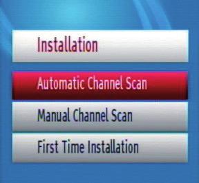 Automatic channel scan With this menu, you can search selected or all satellites. To do this, select Automatic channel scan in the Installation menu, by using the / buttons.