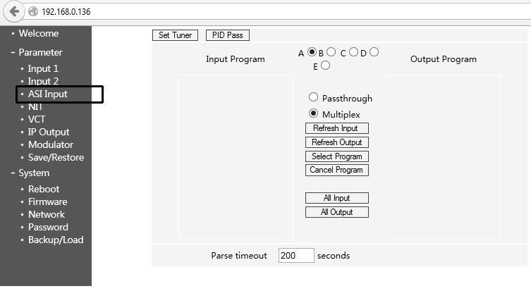 ASI Input Remultiplexer ( option ) If you do not plan to use the ASI Input, skip this step The purpose of the ASI Input is to inject to the modulator outputs external channels from tuners or other
