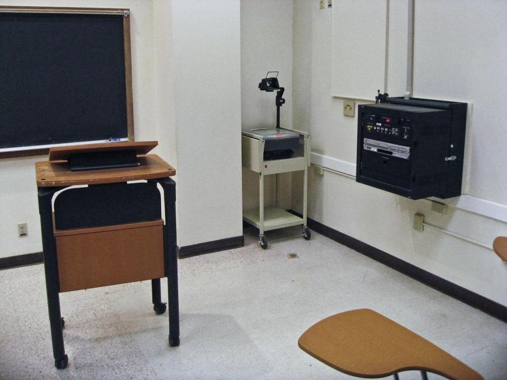 II. Small to Mid-sized Classrooms (up to 75 seats) A. Media Fixtures 1. Media Equipment Rack: A wall-mounted media rack is required near the teaching area at the front of the room (fig. 1).