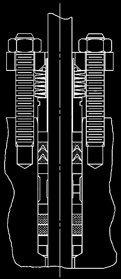 Sistem tipic ENVIRO-SEAL de etanşare cu garnitură dublă PIULIŢĂ HEXAGONALĂ (ELEMENTUL 212) FLANŞĂ DE ETANŞARE (ELEMENTUL 201) PREZON
