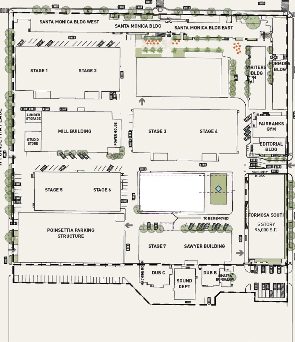 SITE PLAN On-lot services include commissary and catering services, seven sound stages, a full-service mill, screening rooms, T1