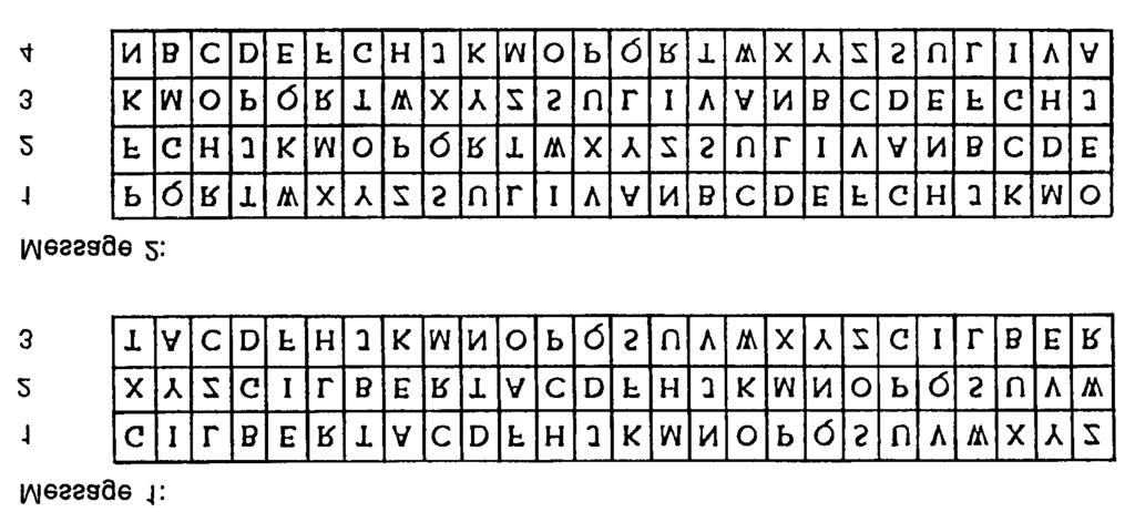 For example, in message 2, the Zs in the third sequence allow those two columns to be combined, and similarly, the Xs in the fourth sequence can be combined.