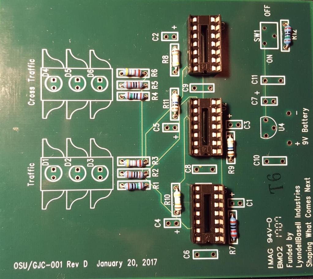 2) Next, solder all the resistors in place. Use the resistor codes (stripes from the table at the beginning of this file or refer to the Bill of Materials in your Lab Kit.