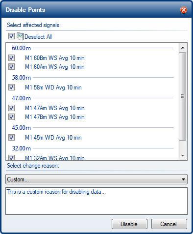 Figure 44: Menu for Enable/Disable Selected Points.