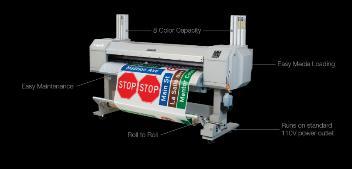 Competitive Overview Avery Mutoh TrafficJet Durst Rho 162 TS PLUS EFI H1625-RS Roll-to-roll printer which uses specially TrafficJet eco solvent spot color inks to meet standard traffic colors.