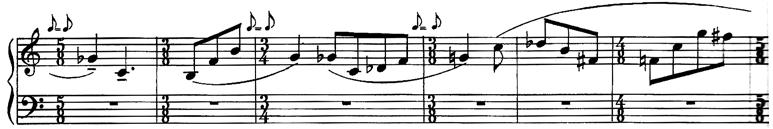 Fig. 8 Aurel Stroe, Sonata for piano, part III, Fuga, mm.