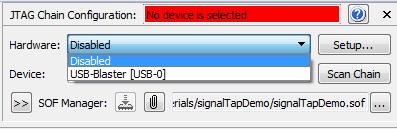 Fig. 19. Enabling USB blaster in SignalTap Fig. 20. USB blaster enabled in SignalTap 5. SignalTap should now be ready to acquire.