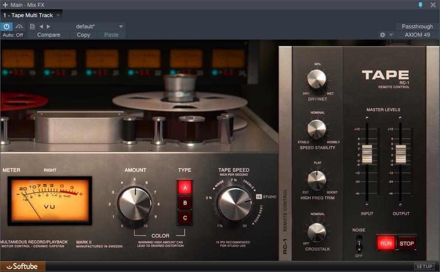 Reference: Softube Tape Multitrack Softube's Tape Multitrack is the first example of a third-party Mix FX.