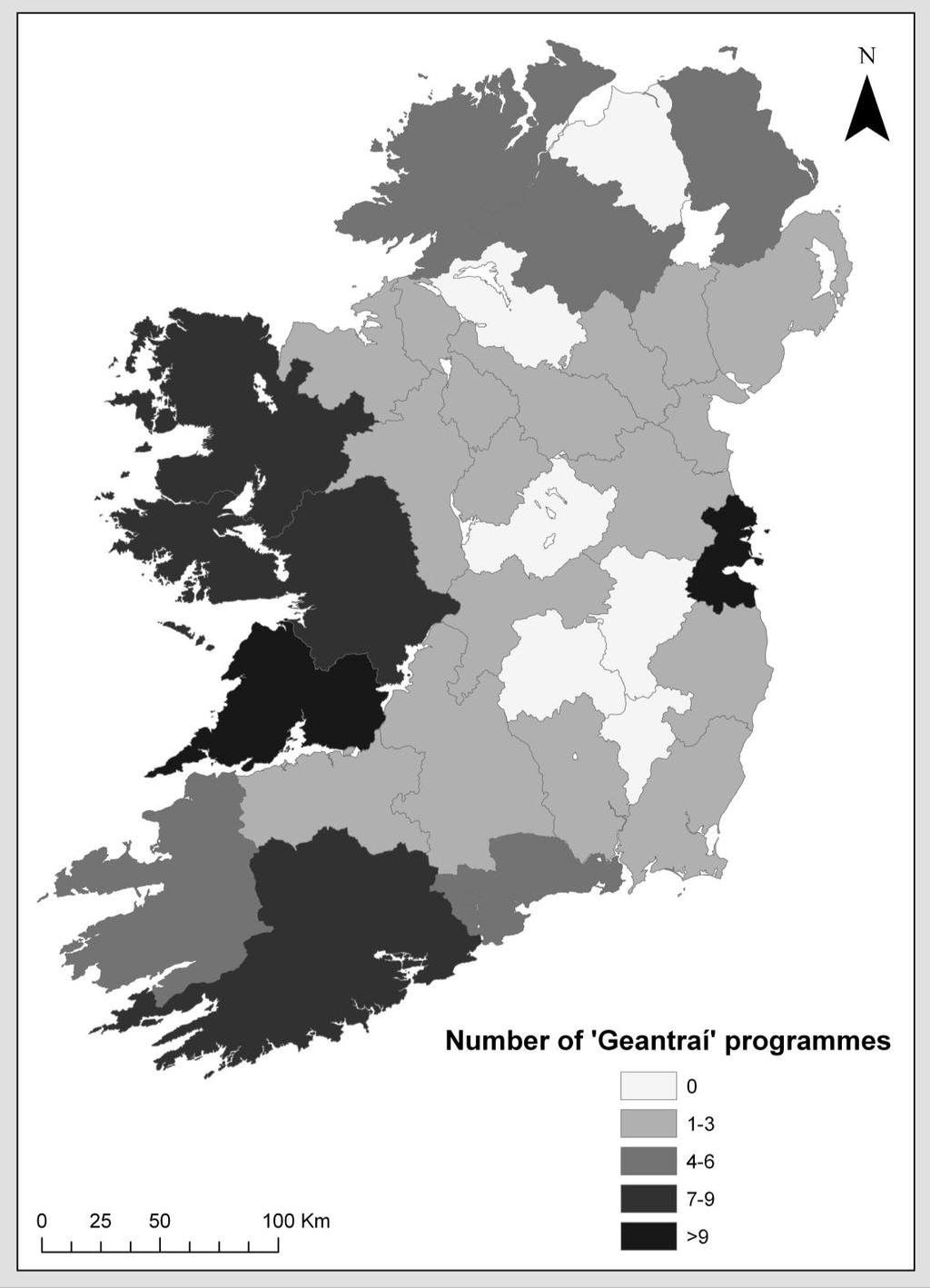 Figure 7: Map representing the location of spaces used in the recording of Geantraí, produced by Forefront Productions for TG4.
