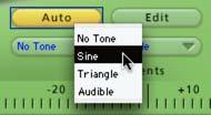 Test Tone TL InTune will generate both sine wave and triangle wave test tones as shown in the tone menu.