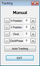 Press "Auto Tracking" button in order to run auto tracking. In case alignment doesn't work through "Auto Tracking" command, user can tune finely through "Manual".