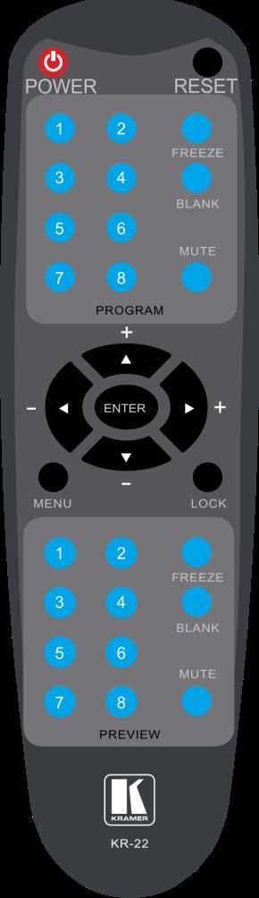8.3 Controlling via the Infrared Remote Control Transmitter You can control the VP-772 from the infrared remote control transmitter: Keys POWER RESET PROGRAM FREEZE BLANK Function