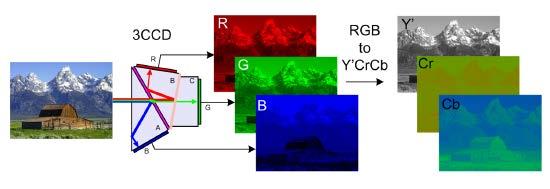 (Fig.04 - RGB/YCbCr Color Sampling, Source: Wikimedia Commons) Basically, Y'CbCr color sampling is the digital version of its analog predecessors Y'UV and Y'PbPr.