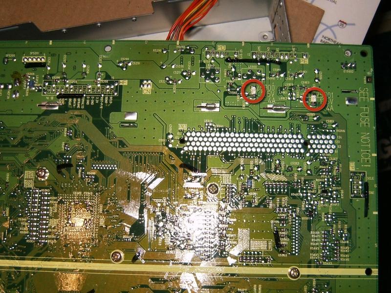 The main PCB has two fuses on the underside.