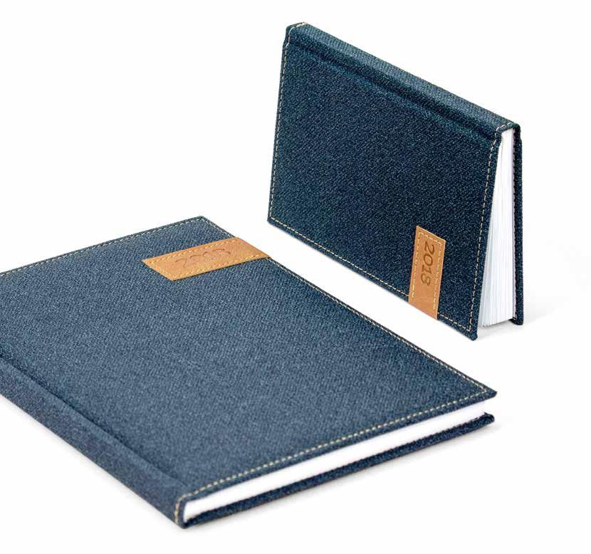 40 2018 Diaries & notebooks Elegant Denim Artificial leather imitation denim material gives the diary a sporty look Application with blind embossing