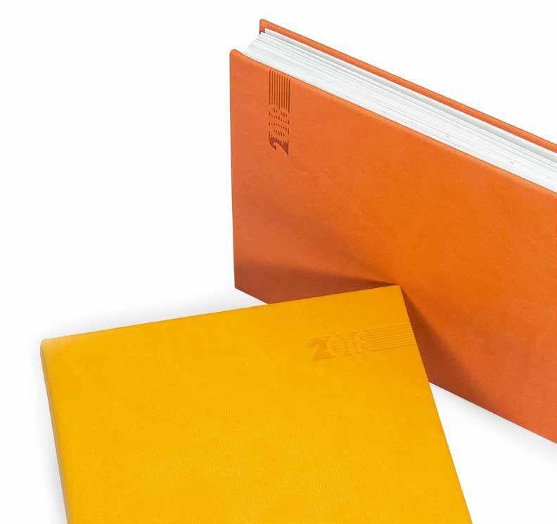 60 2018 Diaries & notebooks Basic Juliet, Theia Popular diaries made from smooth artificial leather Interesting blind embossing of the current year The hardcover with a thin board gives the diary a
