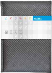 74 2018 Notebooks Carbon Notebooks made from artificial leather with metallic shine Sporty look Graph