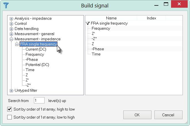 The Potential (DC) and Current (DC) signals will be shown in the list of signals available (see Figure 11).