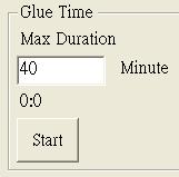 Glue Time - If you enter 40 and click start, it will show a message about