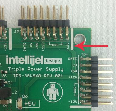 The red stripe on the cable must line up with the -12V pins on the module s power connector.