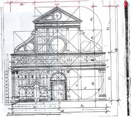 FLURA #2010-13 12 (Figure 2., Copyright The Alberti Group) The first building that we will examine is Alberti s San Novella Cathedral (Figure 2.). The design of this building employs simple Pythagorean ratios that echo the musical interval of the unison.