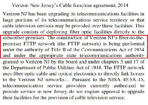 Example 2: As of March 2017, Verizon is being sued by the City of New York because it had a commitment for 100% of the city to have fiber to the home by mid-2014.