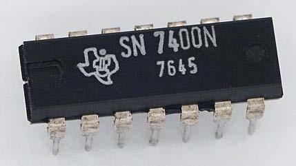 7400 uad 2-Input NAND Gate http://en.wikipedia.