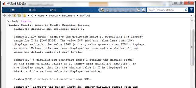 MATLAB documentation Documentation for a specific command