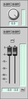 Clicking EQ will make the settings of the EQ become active for this channel on the master sum. The PRE button allows a display of the level of the signal before the effect of gain, filter or fader.