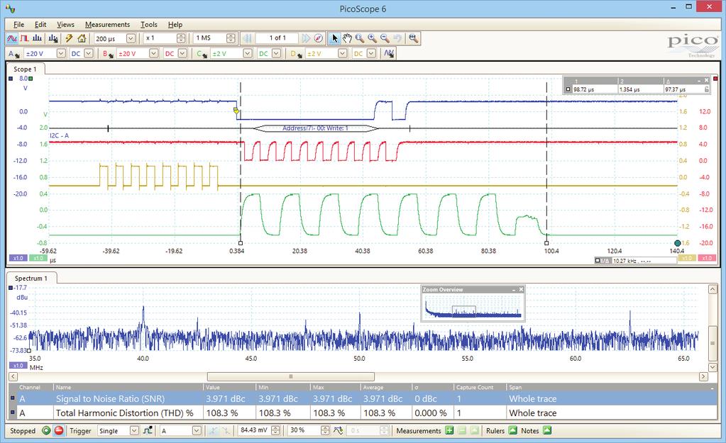 PicoScope 6 software t he PicoScope software display can be as simple or as detailed as you need.