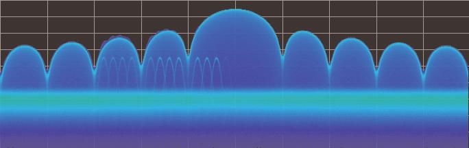 Primer Figure 2. DPX spectrum display reveals low amplitude signals in the presence of larger signals. Figure 3. Max Hold and Normal traces on a swept spectrum analyzer, both using +Peak detection.