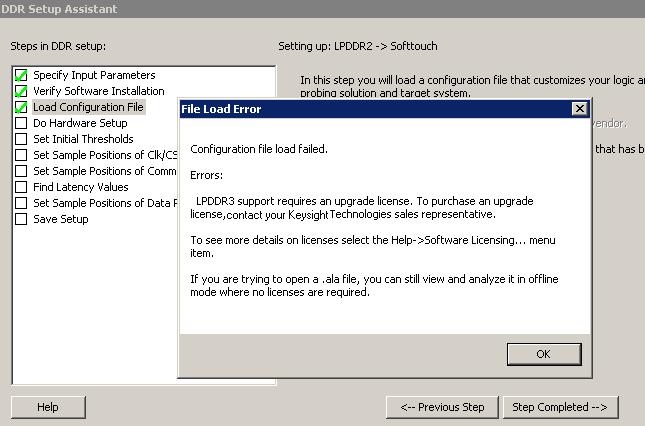 Installing Software and Licenses 1 Upgrading to the B4623B license allows you to select LPDDR3 in the DDR Setup Assistant wizard.