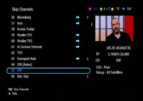 Figure 6.3.6 6.3 Channels ➏ Delete Channels This submenu allows you to delete channels. You can select TV or Radio channels in an alternative way by pressing the TV/RADIO button.