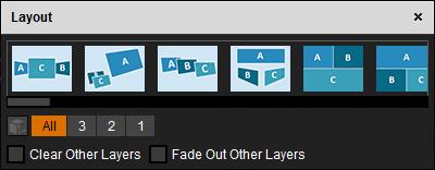 Using Advanced Layer Management, up t 12 perspective layers can be displayed n the same screen.