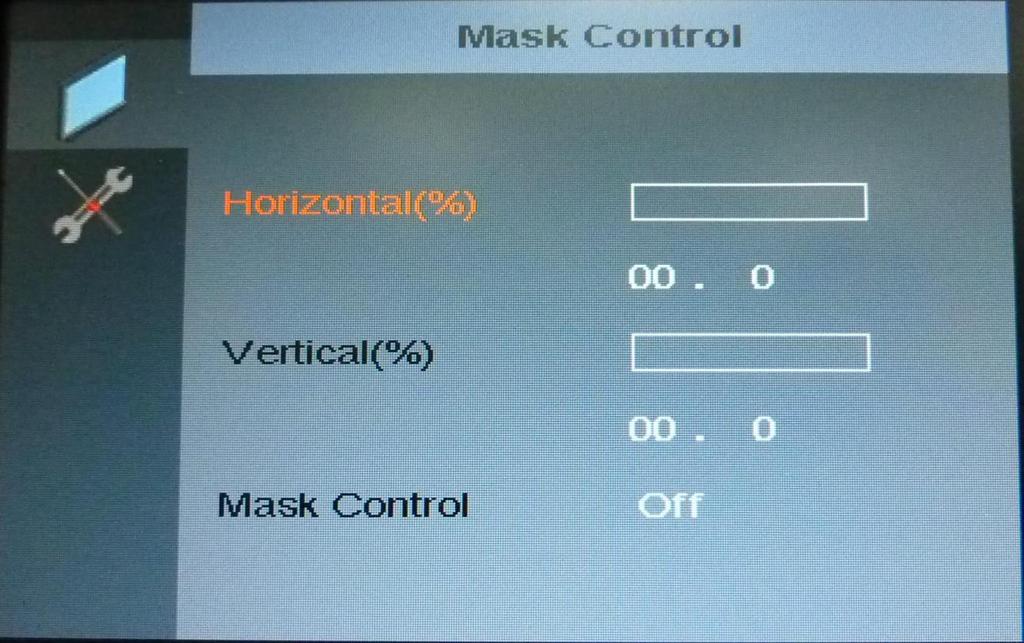 4.1.3.1 Mask Control ivw-fh122 Video Wall Controller The mask control menu adjusts the mask settings. The mask settings compensate for the gaps between monitors in the video wall array.