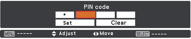 Installation Enter a PIN code Use the Point buttons to enter a number. Press the Point button to fix the number and move the red frame pointer to the next box. The number changes to.