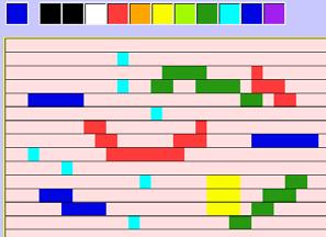 Musictetris adopts a one-layer direct mapping between canvas and score, where the horizontal and vertical axes represent time and pitch, respectively.