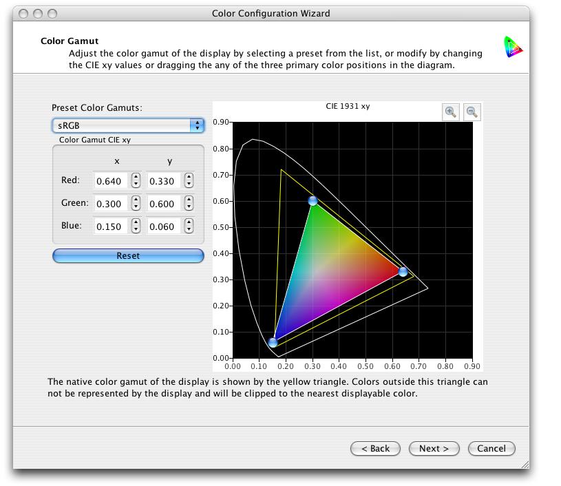 Color Space Emulation Built-in presets for standard color spaces, including