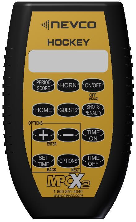 HORN LCD Display (16 characters x 2 lines) PERIOD / SCORE /(also functions as Escape) Selects HOME or GUESTS (for Scoring, Shots, and Penalties) Add to or Subtract from the