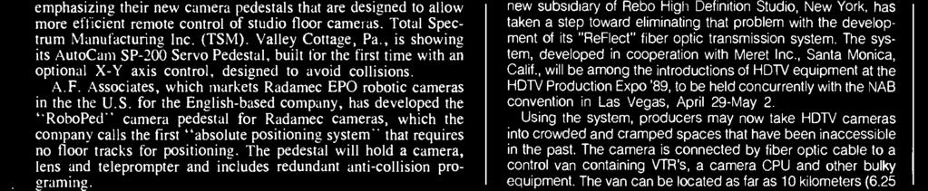 A.F. Associates, which markets Radamec EPO robotic cameras in the the U.S.