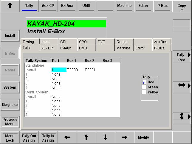 2.3 DD configuration for serial tally over RS422. This is used for Winsoft only systems Select Install EBox in the DD set up.