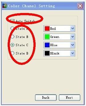 Click A, what is the display color Click B what is the display color Click C, what is