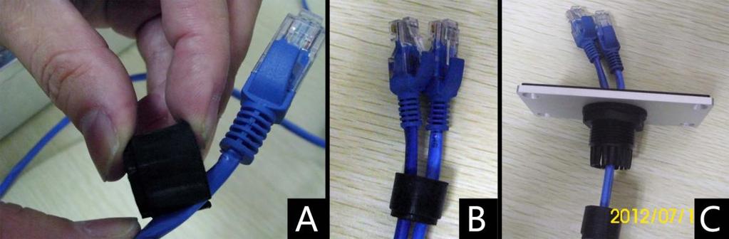 follow the Picture: A. Put the net cable in from the gap B.