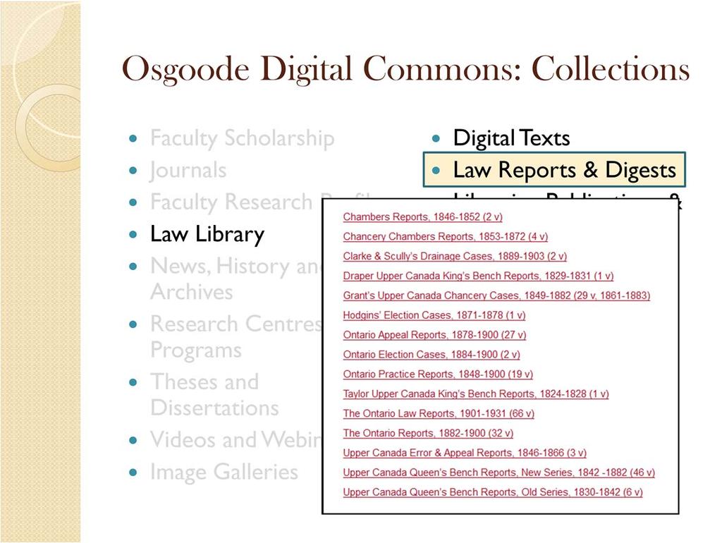Despite the sparsity of our digital text collection we have been able to digitize a number of Law
