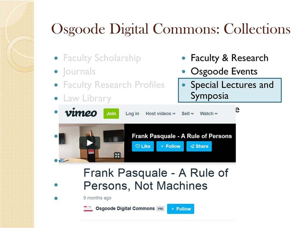We archive all of these videos on Vimeo and direct users