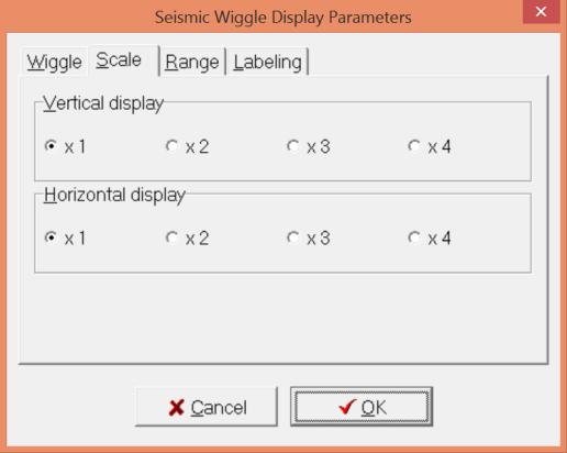 Wiggle Size Horizontal wiggle size can be set by specifying display gain (db) and amplitude in trace spacing.