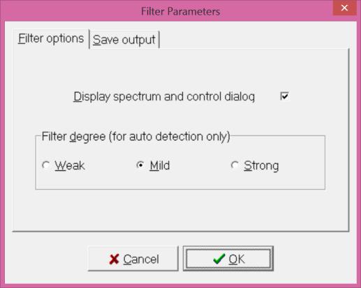 Filter options Filter degree determines the band width of the four (4) filter parameters automatically based on the relative spectral contents of the entire and specified