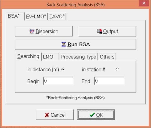 5.6 BSA Click "BSA" button to apply "Back Scattering Analysis (BSA)" to the current seismic data set.