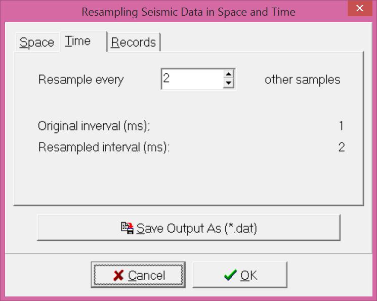 Right click to specify record range and animation speed. Resample record(s) in time (t) and space (x). Following control dialog will appear. 2.